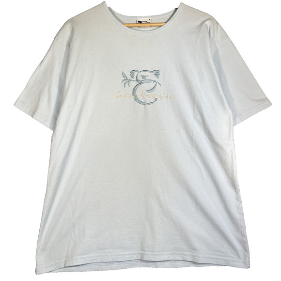 Koala Tee Purely Australian T-Shirt Medium Pale Blue Embroidered Vacation Bear - Picture 1 of 10